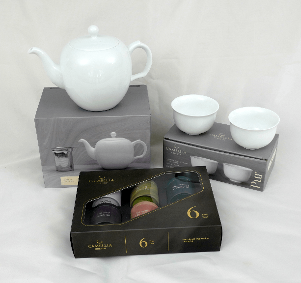 Gift basket with multiple teas and matchas from Camellia Sinensis Tea ...