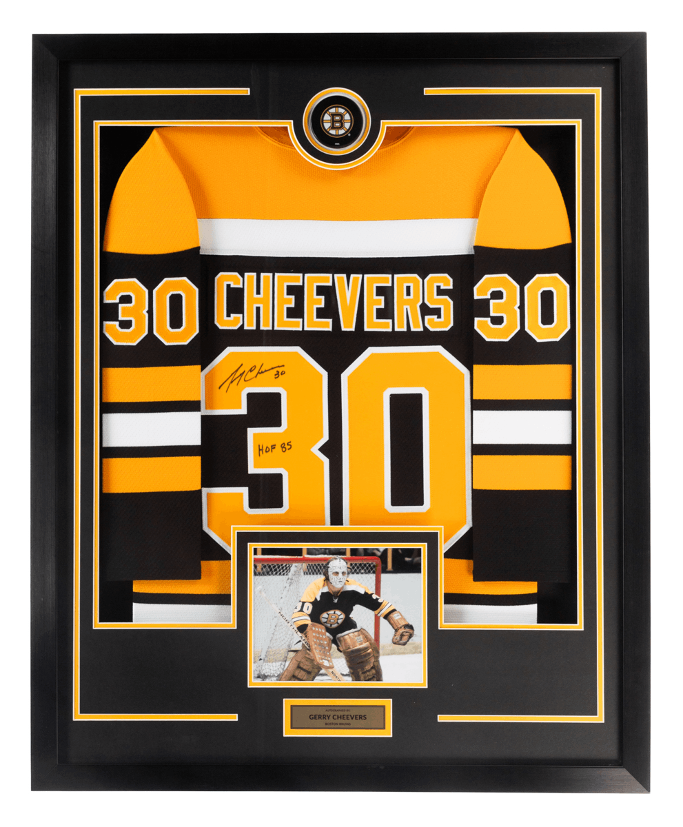 Gerry Cheevers Bruins de Boston - Chandail Signé et Encadré (35” x 43 ...