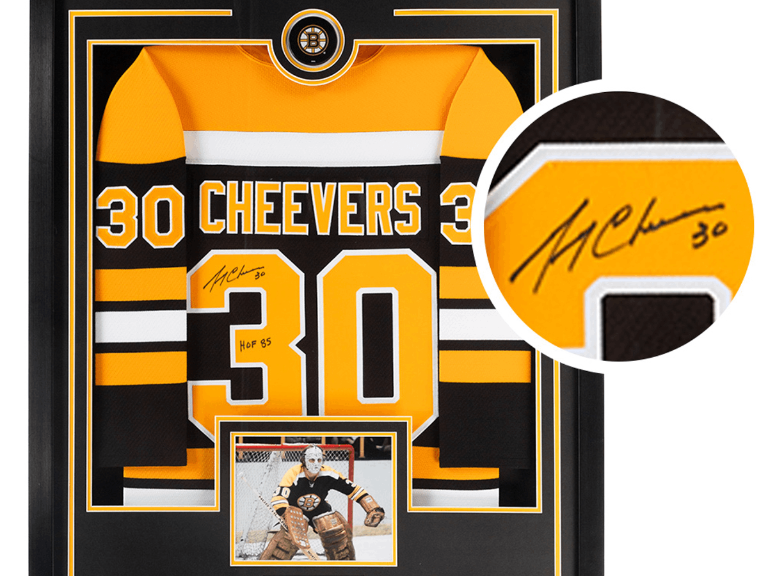 Gerry Cheevers Bruins de Boston - Chandail Signé et Encadré (35” x 43 ...