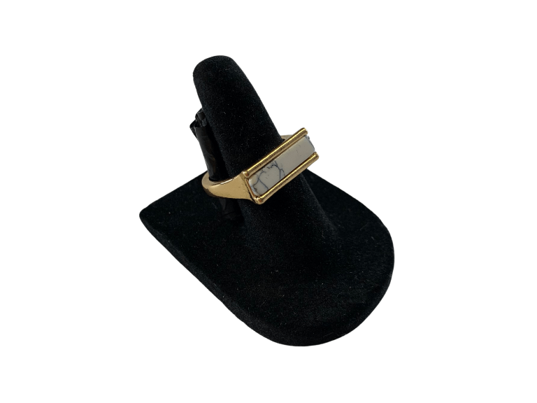 Howlite Rectangle Cable Adjustable Ring