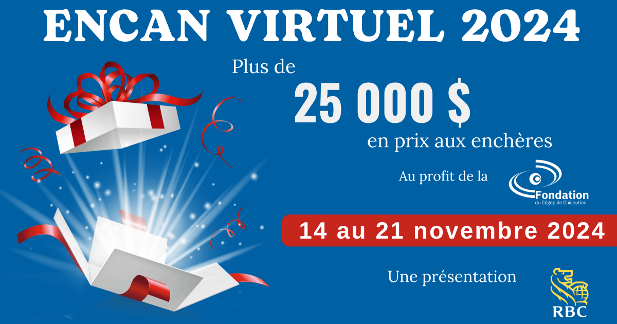 Accueil | Encan virtuel 2024 Fondation du Cégep de Chicoutimi | Followmybid